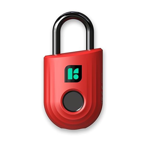 igloohome Smart Padlock Lite, iOS/Android App Fingerprint Access Remotely Generates Bluetooth-Keys IPX6 Certified.(Red)