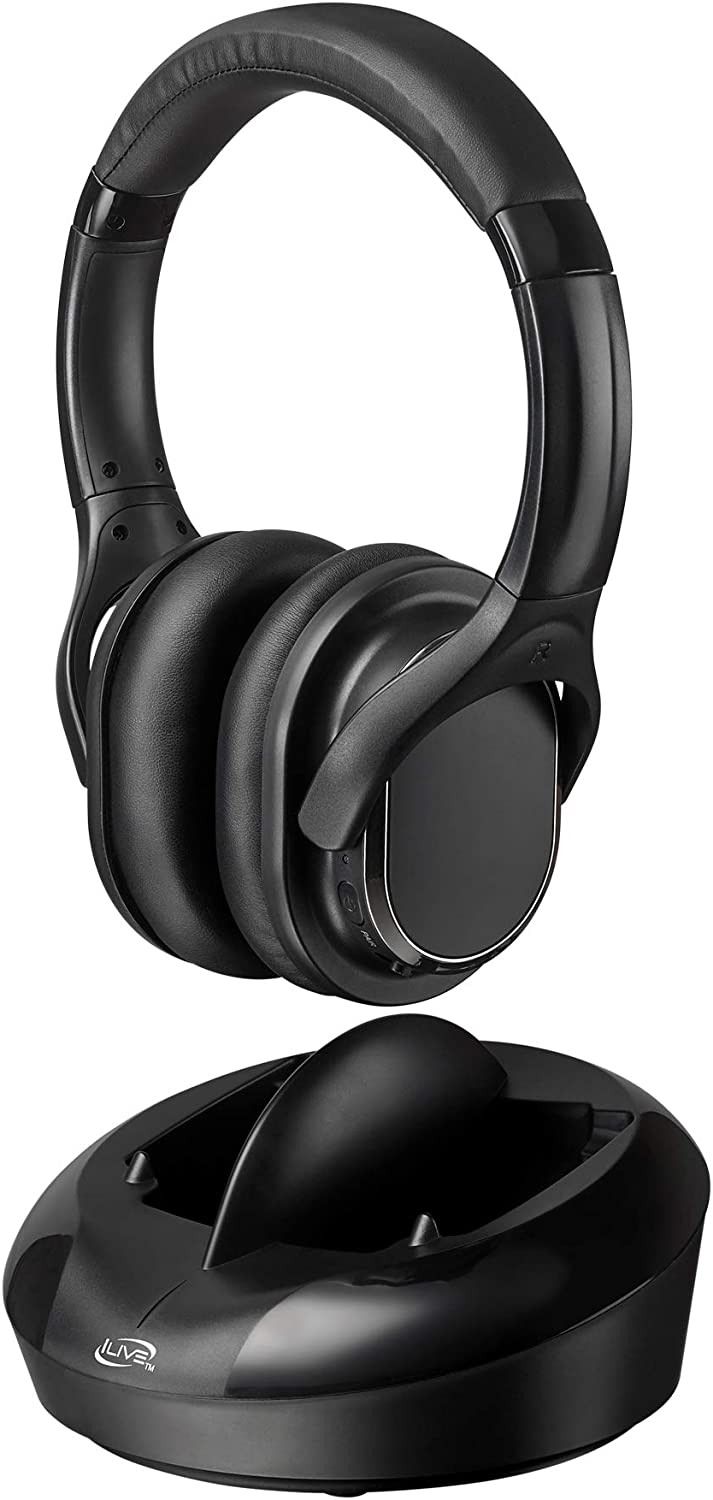 iLive Radio Frequency Wireless Headphones with Transmitter/Charging Dock, Black (IAHRF79B)