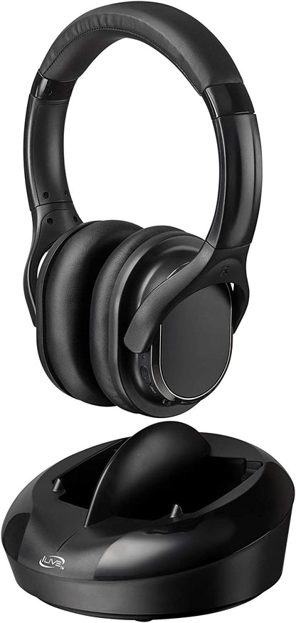 iLive Radio Frequency Wireless Headphones with Transmitter/Charging Dock, Black (IAHRF79B)
