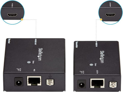 StarTech.com HDMI over CAT5/CAT6 Ethernet Extender with HDBaseT - 4K@115ft, 1080p@230ft - HDMI Video Transmitter and Receiver Kit w/ POC (ST121HDBTE),Black 210ft HDMI Extender