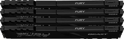 Kingston FURY Beast 128GB (4x32GB) 3200MHz DDR4 CL16 Desktop Memory Kit of 4 KF432C16BBK4/128, Black Black 128GB (4x32GB) 3200MHz Ram Only