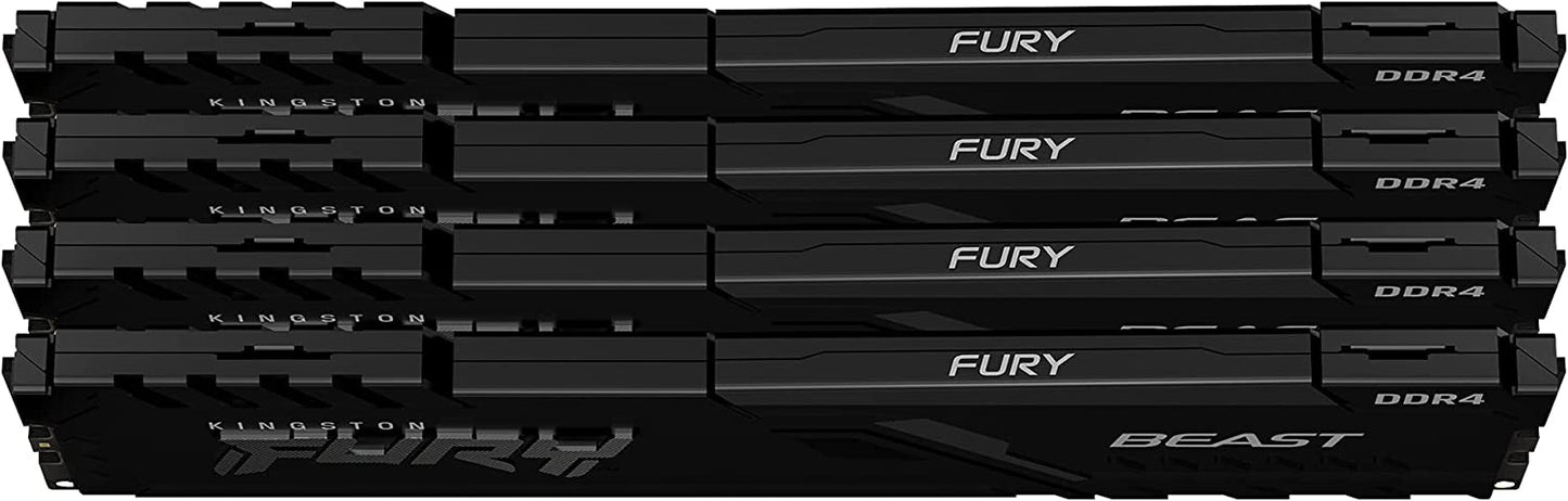 Kingston FURY Beast 64GB (4x16GB) 3200MHz DDR4 CL16 Desktop Memory Kit of 4 KF432C16BBK4/64,Black Black 64GB (4x16GB) 3200MHz Ram Only