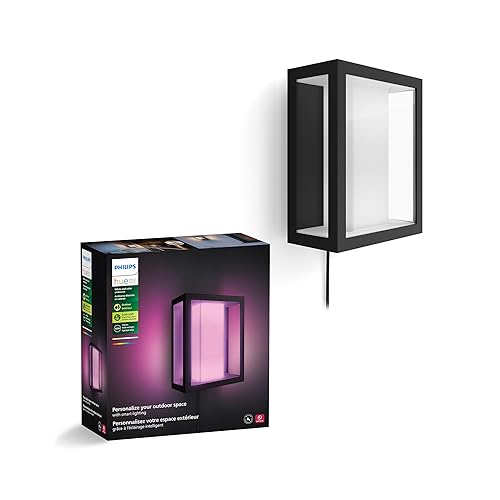 Philips Hue Impress Outdoor Wall Light Wide (Low-Volt), (240 x 190 mm) White & Color Light, Voice Control with Alexa, Apple Home & Google Assistant, Bridge Required