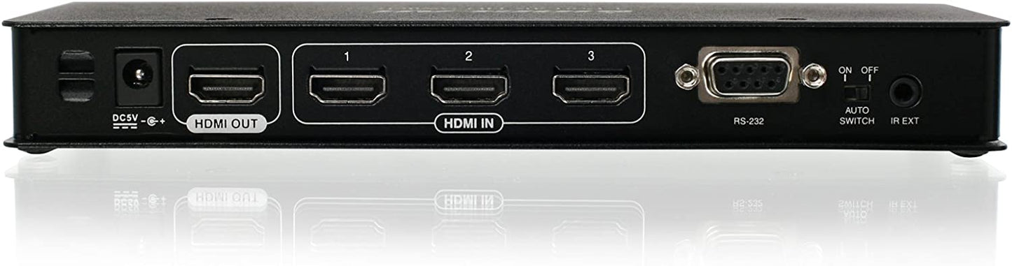 IOGEAR HDMI 4 Port Switch - 4K @ 60Hz - 4 In x 1 Out - True HD and DTS HD Master Audio - Auto Switch - IR Remote Control - Front panel LED - GHSW8441 4K 4-Port Switcher with HDMI