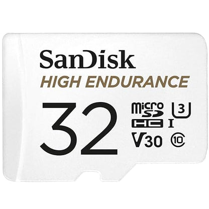 SanDisk 32GB High Endurance Video microSDHC Card with Adapter for Dash cam and Home Monitoring Systems - C10, U3, V30, 4K UHD, Micro SD Card - SDSQQNR-032G-GN6IA 32GB Card Only