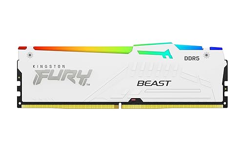 Kingston FURY Beast White RGB 64GB (2x32GB) 6000MT/s CL40 DDR5 XMP DIMM | Infrared Syncing | Fury CTRL Software | Overclocking | Plug N Play | Intel XMP 3.0 | Kit of 2 | KF560C40BWAK2-64