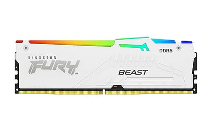 Kingston FURY Beast White RGB 64GB (2x32GB) 6000MT/s CL40 DDR5 XMP DIMM | Infrared Syncing | Fury CTRL Software | Overclocking | Plug N Play | Intel XMP 3.0 | Kit of 2 | KF560C40BWAK2-64