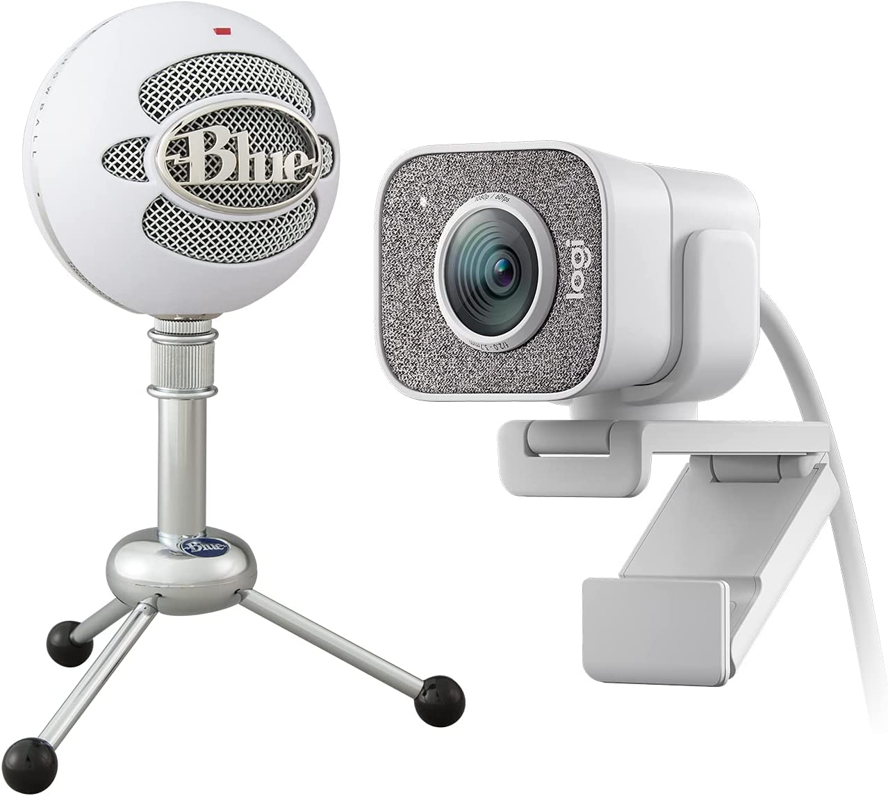Logitech for Creators StreamCam Premium Webcam, Full HD 1080p 60 fps, Premium Glass Lens, Smart Auto-Focus, White and Blue Snowball USB Microphone – Textured White White/Textured White StreamCam/Microphone