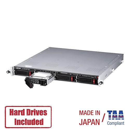 BUFFALO TeraStation 5420RN Rackmount NAS 64TB (4x16TB) with HDD NAS Hard Drives Included 10GbE / 4 Bay/RAID/iSCSI/NAS/Storage Server/NAS Server/NAS Storage/Network Storage/File Server 64 TB
