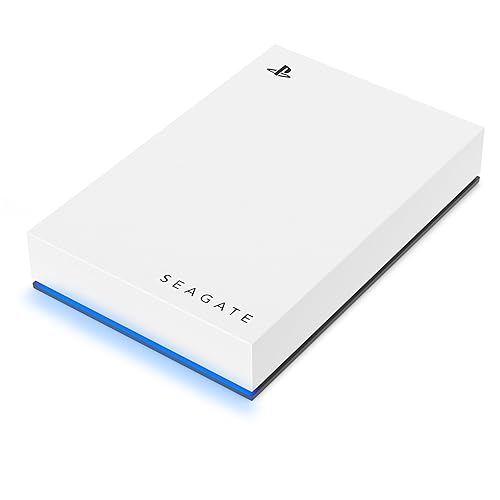 Seagate Game Drive For PlayStation Consoles 2TB External USB 3.2 Gen 1 Portable Hard Drive With Blue LED Lighting - White SKU 6554701
