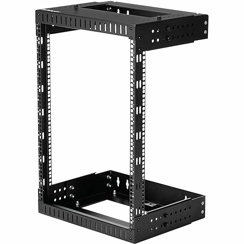 StarTech.com 2-Post 15U Heavy-Duty Wall Mount Network Rack, 19 Open Frame Server Rack with Adjustable Depth, Wall Mount Data Rack for IT / AV / Patch Panel / Computer Equipment (RK15WALLOA) 15U Rack