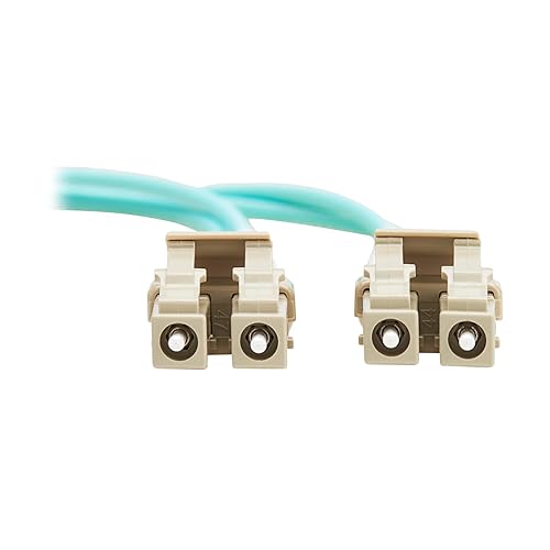 Eaton Tripp Lite Series Fiber Patch Cable, 2 Meters / 6.6 Feet, LC to LC Fiber Optic Cable, 10Gb OM3 Multimode Duplex, 50/125um, Aqua, TAA Compliant, Lifetime Manufacturer's Warranty (N820-02M-TAA)