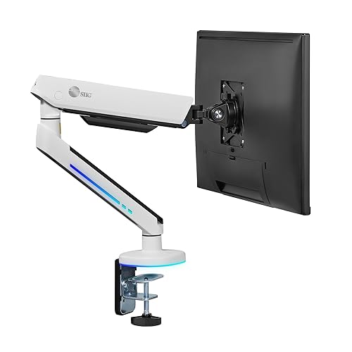 SIIG Single Arm Desk Mount Monitor Stand with Built-in RGB Lights, Premium Gas Spring, VESA 75x75 100x100, for 17” to 34”, Up to 19 lbs, Flat or Curved Screen (CE-MT3J11-S2)