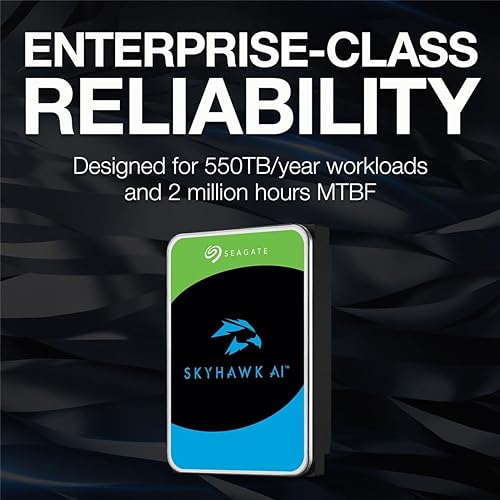 Seagate Skyhawk AI 24TB Video Internal Hard Drive HDD – 3.5 Inch SATA 6Gb/s 512MB Cache for DVR NVR Security Camera System with in-House Rescue Services (ST24000VE002) 24TB Surveillance AI