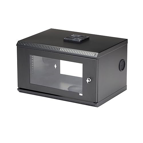 StarTech.com 2-Post 6U Wall Mount Network Cabinet w/ 1U Shelf, 19 Wall-Mounted Server Rack for Data Computer Equipment, TAA Cabinet Standard