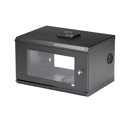 StarTech.com 2-Post 6U Wall Mount Network Cabinet w/ 1U Shelf, 19 Wall-Mounted Server Rack for Data Computer Equipment, TAA Cabinet Standard