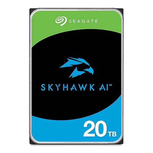 Seagate Skyhawk AI 20TB Video Internal Hard Drive HDD – 3.5 Inch SATA 6Gb/s 512MB Cache for DVR NVR Security Camera System with in-House Rescue Services (ST20000VE003) 20TB Surveillance AI