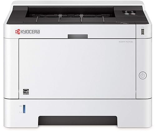 KYOCERA ECOSYS P2235dw Monochrome Network Laser Printer, 37ppm, Up to Fine 1200 dpi, Gigabit Ethernet, Wireless & Wi-Fi Direct, Mobile Print, Auto-Duplex, LED Control Panel, 256 mb, 250 Sheet Tray