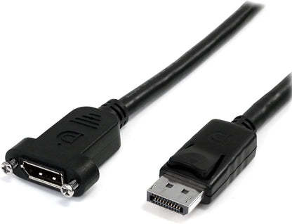 StarTech.com 3 ft / 91 cm 20 pin DP DisplayPort Extension Panel Mount Cable - DisplayPort to DisplayPort - Male to Female (DPPNLFM3PW) Power Delivery 3 ft / 1m