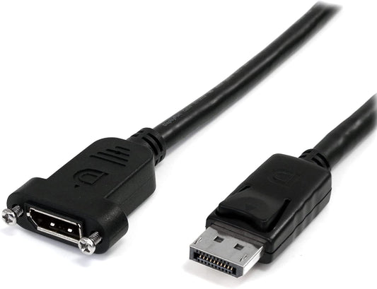 StarTech.com 3 ft / 91 cm 20 pin DP DisplayPort Extension Panel Mount Cable - DisplayPort to DisplayPort - Male to Female (DPPNLFM3PW) Power Delivery 3 ft / 1m