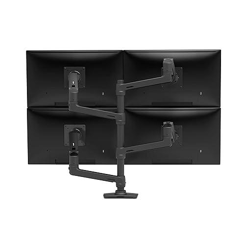 Ergotron – LX Quad Monitor Arm, VESA Desk Mount – for 4 Monitors Up to 40 Inches, 7 to 11 lbs Each – Matte Black