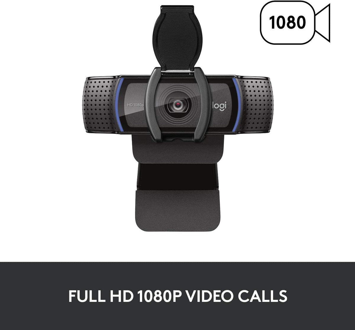 Logitech C920S HD Pro Webcam, Full HD 1080p/30fps Video Calling, Clear Stereo Audio, HD Light Correction, Privacy Shutter, Works with Skype, Zoom, FaceTime, Hangouts, PC/Mac/Laptop/Tablet/XBox - Black