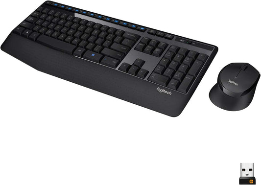 Logitech MK345 Wireless Combo Full-Sized Keyboard with Palm Rest and Comfortable Right-Handed Mouse, 2.4 GHz Wireless USB Receiver, Compatible with PC, Laptop 1 pack