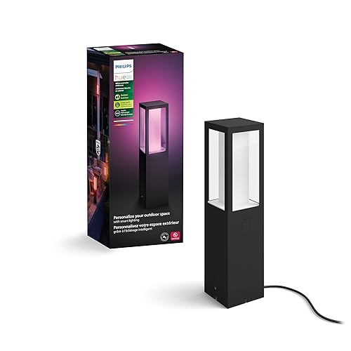 Philips Hue Impress Outdoor Pedestal Light (Low-Volt), (400 x 100 mm) White & Color Light, Voice Control with Alexa, Apple Home & Google Assistant, Bridge Required
