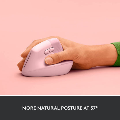 Logitech Lift Vertical Ergonomic Mouse, Wireless, Bluetooth or Logi Bolt USB Receiver, Quiet clicks, 4 Buttons, Compatible with Windows/macOS/iPadOS, Laptop, PC - Rose Right-Handed Mouse ROSE