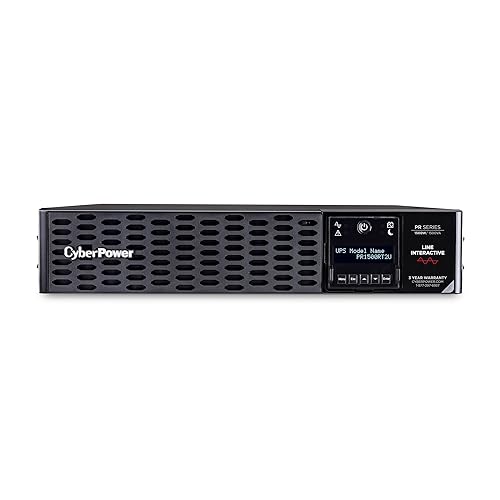 CyberPower PR1500RT2U Smart App Sinewave UPS System, 1500VA/1500W, 8 Outlets, 2U Rack/Tower, AVR