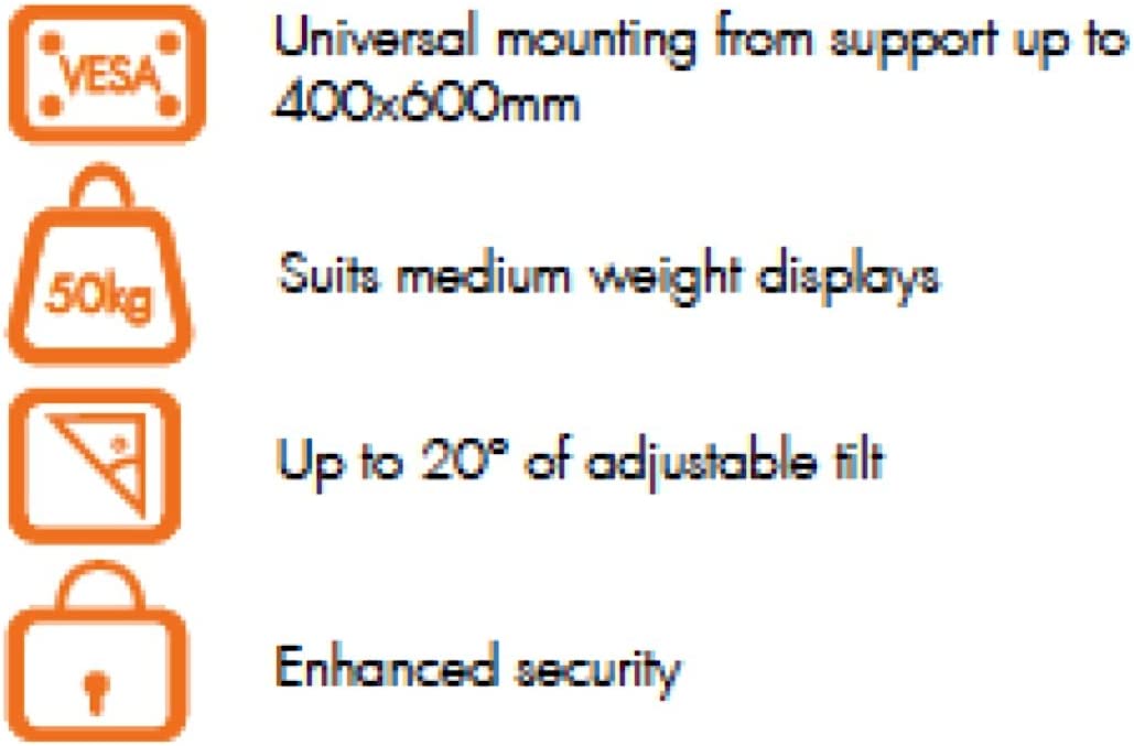 Atdec TH-3060-UT Adjustable Tilt Wall Mount with Theft Resistant Design for Displays up to 110-Pound, Black