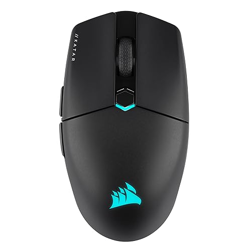 Corsair KATAR Elite Wireless Gaming Mouse - Ultra Lightweight, Marksman 26,000 DPI Optical Sensor, Sub-1ms Slipstream Wireless Connection, Up to 110 Hours of Rechargeable Battery Life - Black