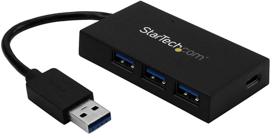 StarTech.com 4 Port USB 3.0 Hub - USB Type-A Hub with 1x USB-C &amp; 3x USB-A Ports (SuperSpeed 5Gbps) - USB Bus Powered - USB 3.1 Gen 1 Adapter Hub - Portable/Laptop USB Hub (HB30A3A1CFB), Black 3 x USB-A, 1 x USB-C Black