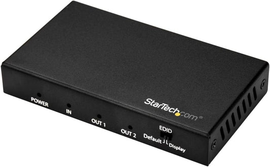 StarTech.com HDMI Splitter - 2-Port - 4K 60Hz - HDMI Splitter 1 In 2 Out - 2 Way HDMI Splitter - HDMI Port Splitter (ST122HD202), Black