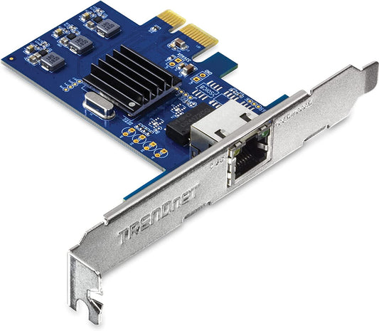 TRENDnet 2.5GBase-T PCIe Network Adapter, TEG-25GECTX, Converts a PCle Slot into a 2.5G Ethernet Port, 802.1Q VLAN Tagging, Standard &amp; Low-Profile Brackets Included, Windows Support, 9KB Jumbo Frames