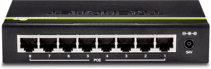 TRENDnet 8-Port GREENnet Gigabit PoE+ Switch, Supports PoE and PoE+ Devices, 61W PoE Budget, 16Gbps Switching Capacity, Data &amp; Power Via Ethernet to PoE Access Points &amp; IP Cameras, Black, TPE-TG82G 61W 8-Port
