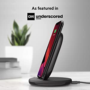 Belkin Wireless Charging Stand - 15W Qi-Certified Charger Stand for iPhone, Samsung Galaxy, Google Pixel &amp; More - Charge While Listening to Music &amp; Streaming (Power Supply Included) 15W Stand black