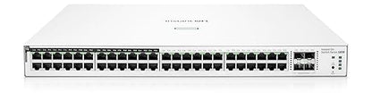 HPE Networking Instant On Switch Series 1830 48-Port Gb Smart-Managed Layer 2 Ethernet Switch with PoE | 48x 1G | 4X SFP | 24x CL4 PoE (370W) | Fan-Less | US Cord (JL815A#ABA)