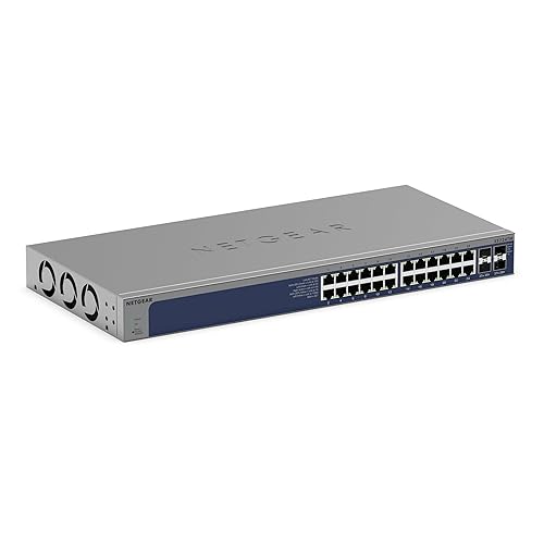 NETGEAR 28-Port 10G/Multi-Gigabit Ethernet Smart Switch (XS724TM) - Managed, 24 x 10G/Multi-gig Ports, 4 x 10G SFP+, Optional Insight Management, Desktop/Rack Mount, Limited Lifetime Protection