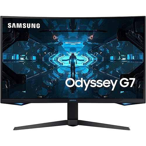 SAMSUNG 27" Odyssey G7 Series WQHD (2560x1440) Gaming Monitor, 240Hz, Curved, 1ms, HDMI, G-Sync, FreeSync Premium Pro, LC27G75TQSNXZA, Blue 27-inch QHD, 240Hz