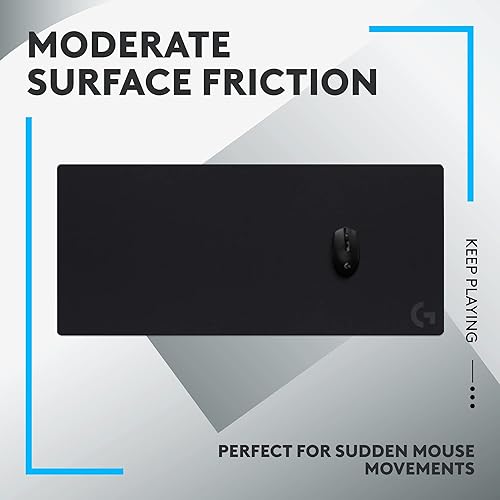 Logitech G840 XL Cloth Gaming Mouse Pad - 0.12 in Thin, Stable Rubber Base, Performance-Tuned Surface - Black Black XL Cloth