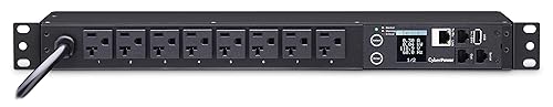 CyberPower PDU31002 Monitored PDU, 120V/20A, 8 Outlets, 1U Rackmount, Black
