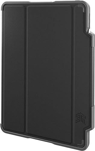 STM Dux Plus for iPad 10th Gen - Ultra Protective, Lightweight Rubberized Case with Clear Back, Storage for Apple Pencil Gen 1 with Magnetic Battery Saving On/Off Cover- Black