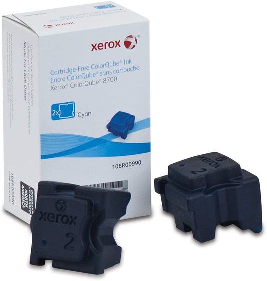 Genuine Xerox Cyan Solid Ink Sticks for the Xerox ColorQube 8700 (2 pcs/Box), 108R00990