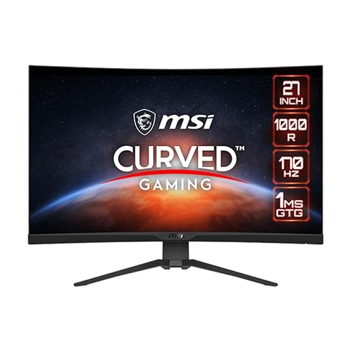 MSI MAG275CQRF QD, 27 Gaming Monitor, 2560 x 1440 (QHD) Rapid VA with Quantum Dot, 1 ms, 170Hz, FreeSync Premium, HDR Ready, 1000R, HDMI, DisplayPort, Tilt and Height Adjustable.,Black