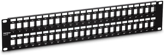 TRENDnet 48-Port Blank Keystone 2U HD Patch Panel, TC-KP48, 2U 19” Metal Rackmount Housing, HD Keystone Network Patch Panel, Recommended w/TC-K25C6 &amp; TC-K50C6 Cat6 Keystone Jacks (Sold Separately)