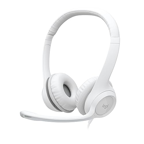 Logitech H390 Wired Headset for PC/Laptop, Stereo Headphones with Noise Cancelling Microphone, USB-A, in-Line Controls, Works with Chromebook - Off White