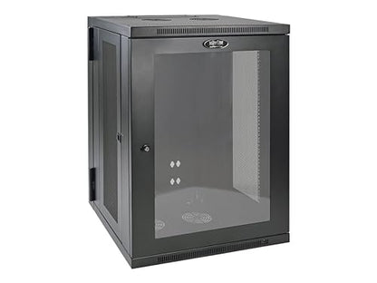 Tripp Lite 18U Wall Mount Rack Enclosure Server Cabinet with Acrylic Glass Window, Hinged, 20.5 Deep, Switch-Depth, Black