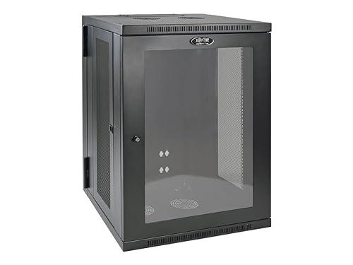 Tripp Lite 18U Wall Mount Rack Enclosure Server Cabinet with Acrylic Glass Window, Hinged, 20.5 Deep, Switch-Depth, Black