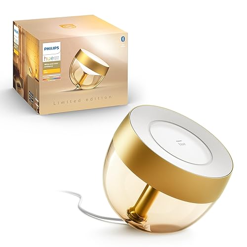 Philips Hue White and Color Iris Corded Dimmable SmartTable Lamp, (Bluetooth, Compatible with Alexa, Google, Apple HomeKit), 1-Pack, Limited Edition Gold